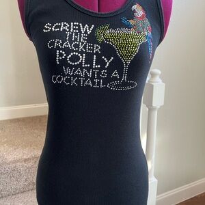 Chic Black Embellished Tank Top